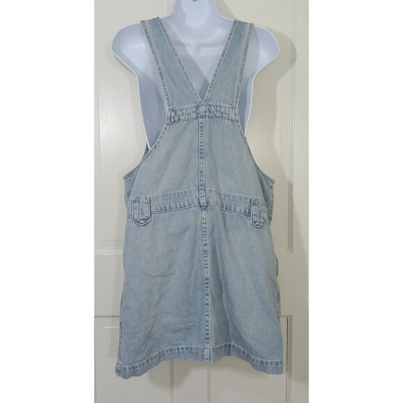 Free People We The Free Denim Pinafore Dress Light Wash Button Front Mini Large - Picture 10 of 16